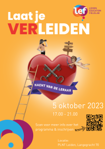 Poster Nacht van de Leraar LEF Leiden Educational Fieldlab Ontspannen Kracht Boks interventie